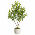 Arbre artificiel citronnier 180 cm en plastique vert jaune avec pot décoratif pour intérieur