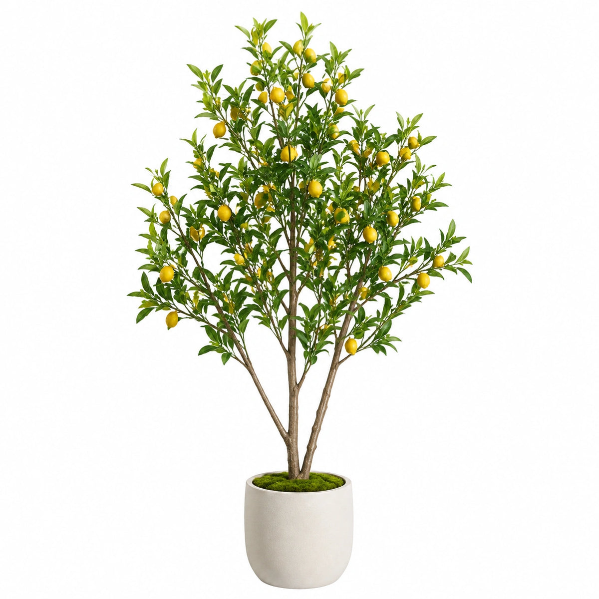 Arbre artificiel citronnier 180 cm en plastique vert jaune avec pot décoratif pour intérieur
