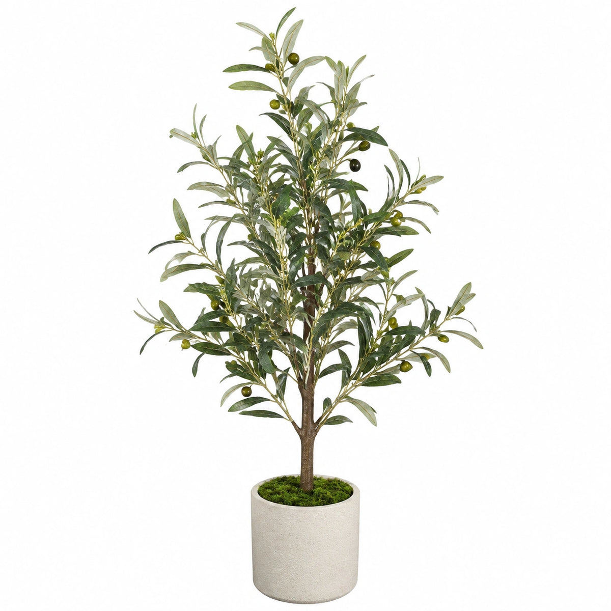 Arbre artificiel olivier 180 cm en plastique vert avec pot blanc décoratif intérieur