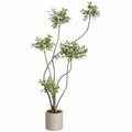 Plante artificielle 180 cm feuillage vert en plastique avec pot cylindrique effet ciment décoratif