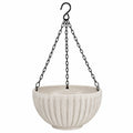 Pot de fleurs suspendu diamètre 30 cm en céramique beige avec chaînes noires pour balcon