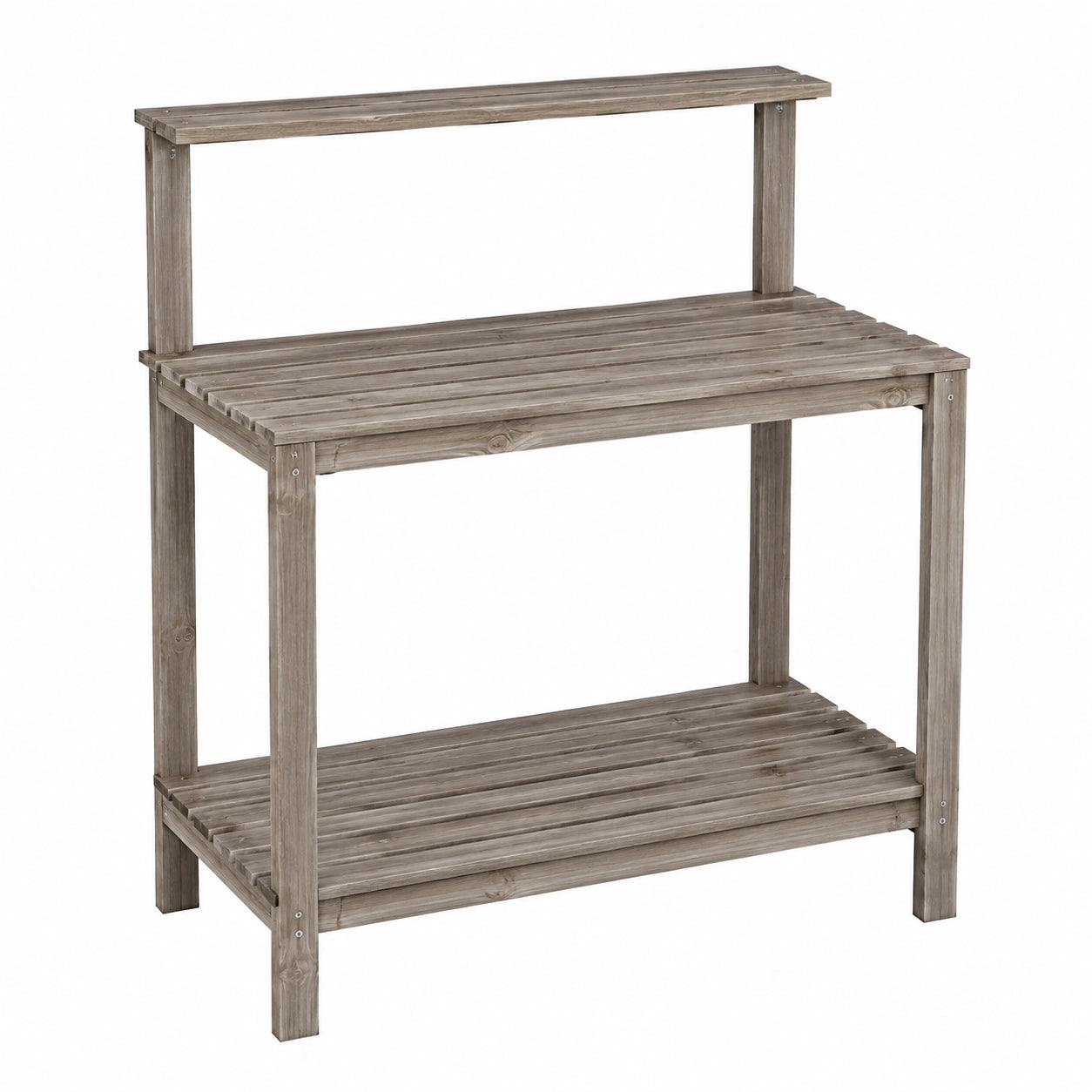 Table de jardinage 100 x 50 x 150 cm en bois gris avec étagères style rustique