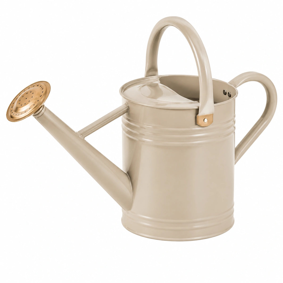 Arrosoir 8 L en acier beige avec pomme d'arrosage style classique