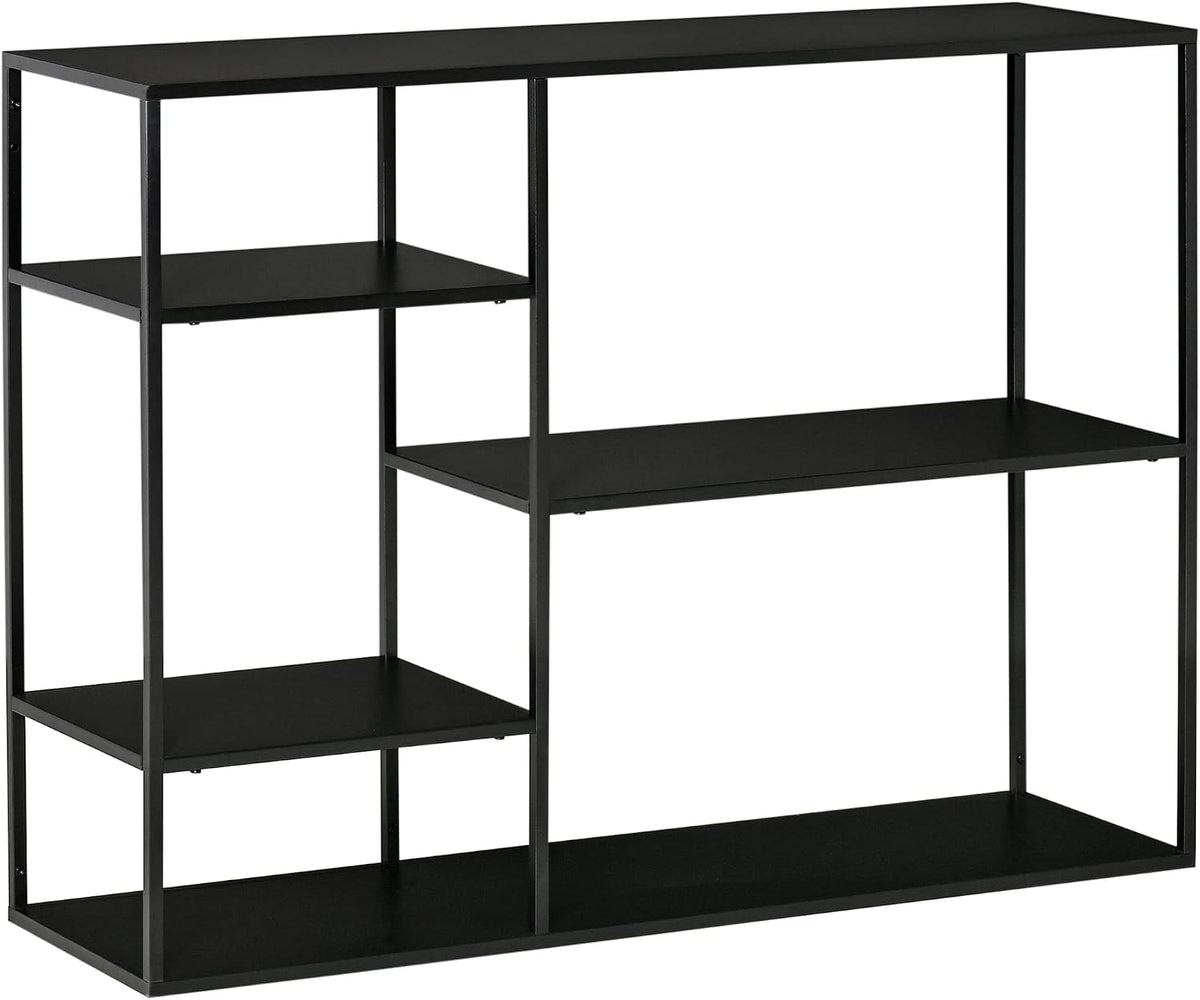 HOMCOM Étagère sur pied Étagère à livres Étagère de stockage Étagère à dossiers avec 5 compartiments ouverts Étagère de cuisine Métal noir 120 x 35 x
