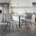 Lot de 2 Chaise Salle a Manger, Moderne Chaise de Salle à Manger en Velours, Chaise de Salle Rembourrée sans Accoudoirs Design en Damier pour Cuisine