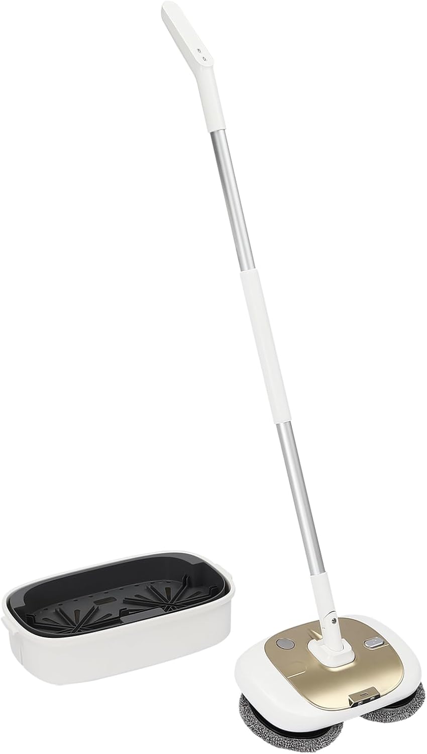 Balai serpillère électrique 40 W avec seau de nettoyage de 5 l, balai à batterie avec 3 batteries au lithium de 2000 mAh, sans fil, 150 tr/min