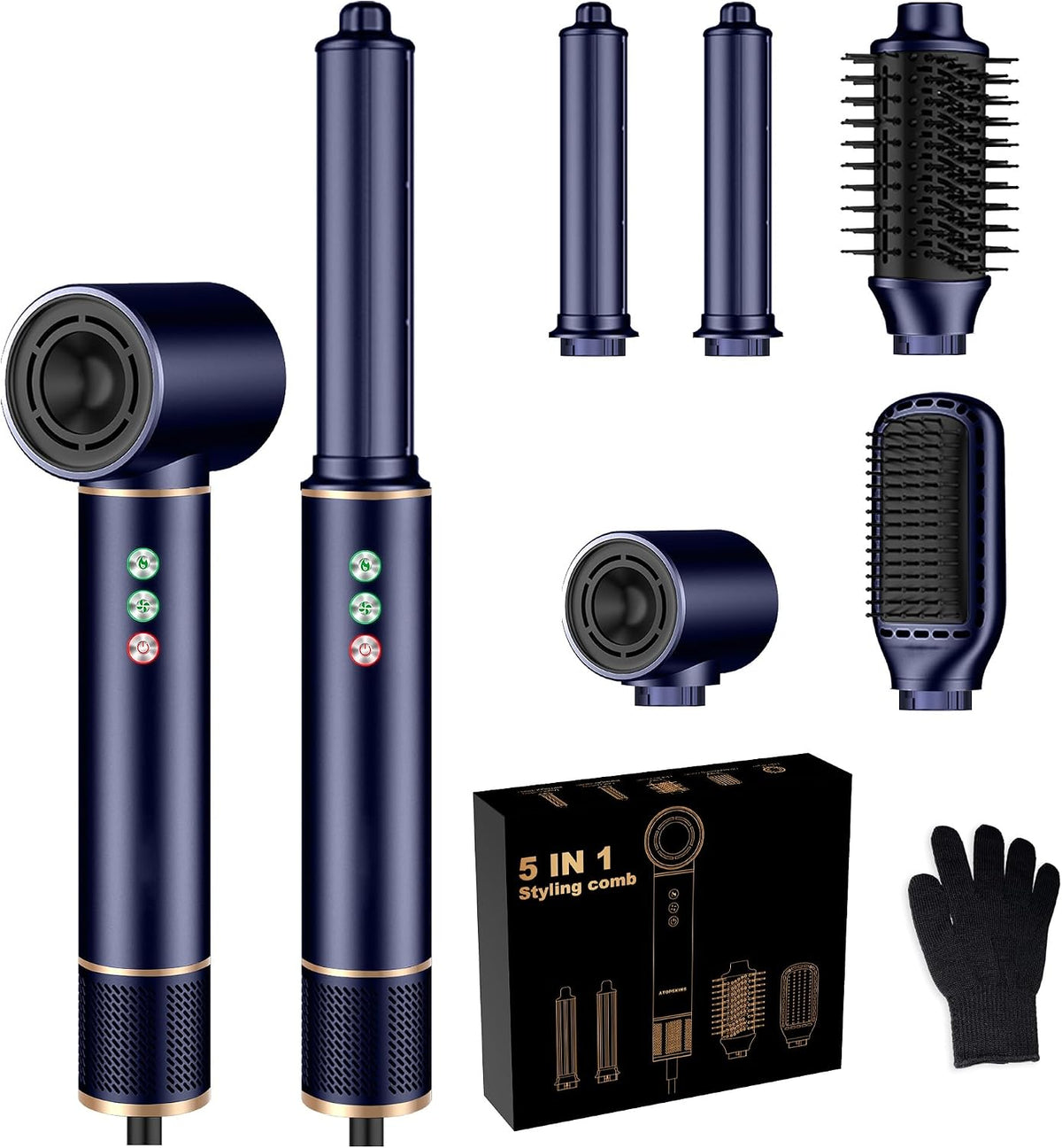 MogaWave Seche Cheveux 5 en 1 Air styler avec Sèche-cheveux de 110000 tr/min 20M/S pour un Séchage Rapide