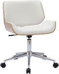Miliboo Chaise de Bureau à roulettes Design Blanc, Bois Clair et Acier chromé RUBBENS