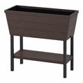Jardinière surélevée 120 x 50 x 110 cm en bois composite brun avec étagère de jardin