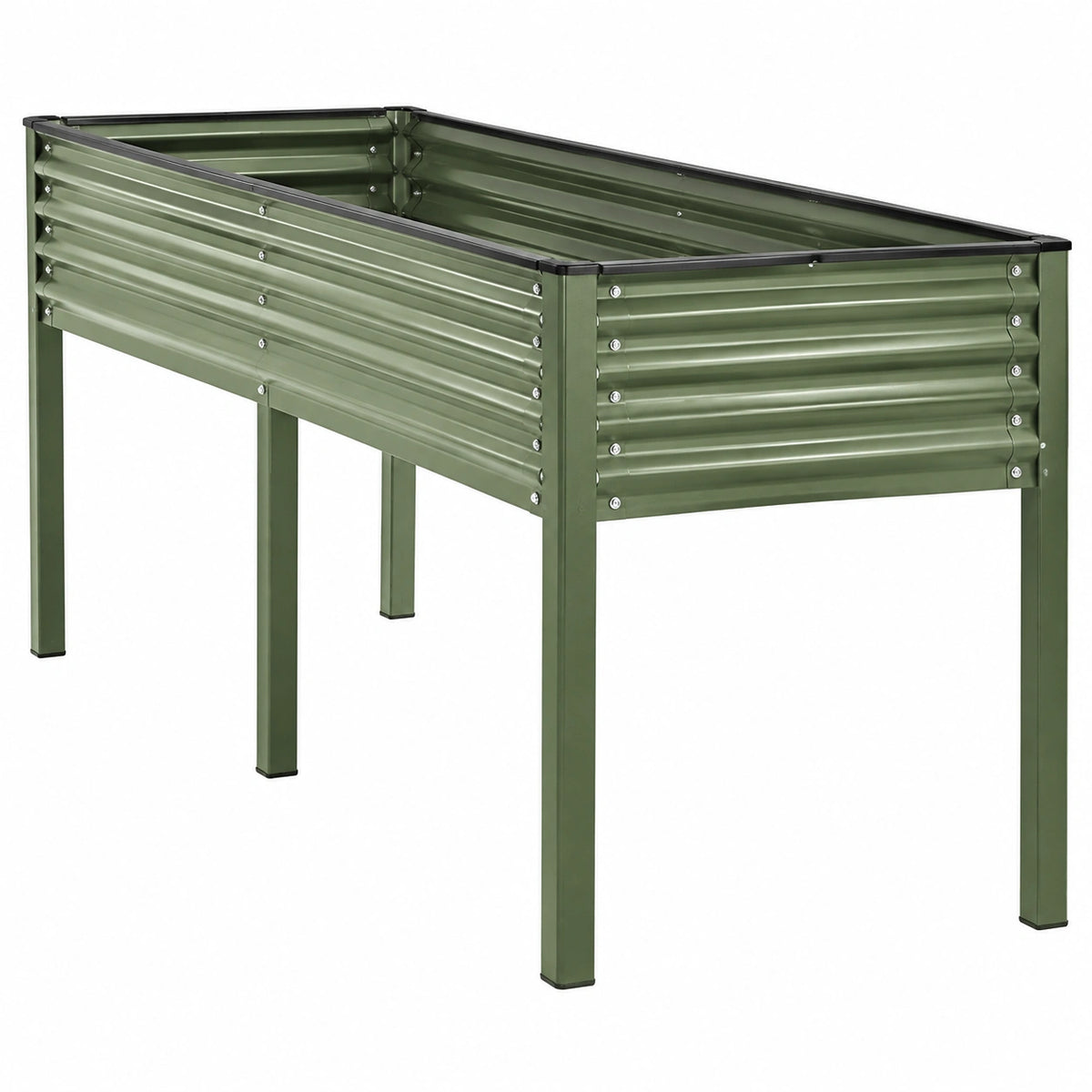 Jardinière surélevée 120 x 60 x 80 cm en acier vert pour culture extérieure