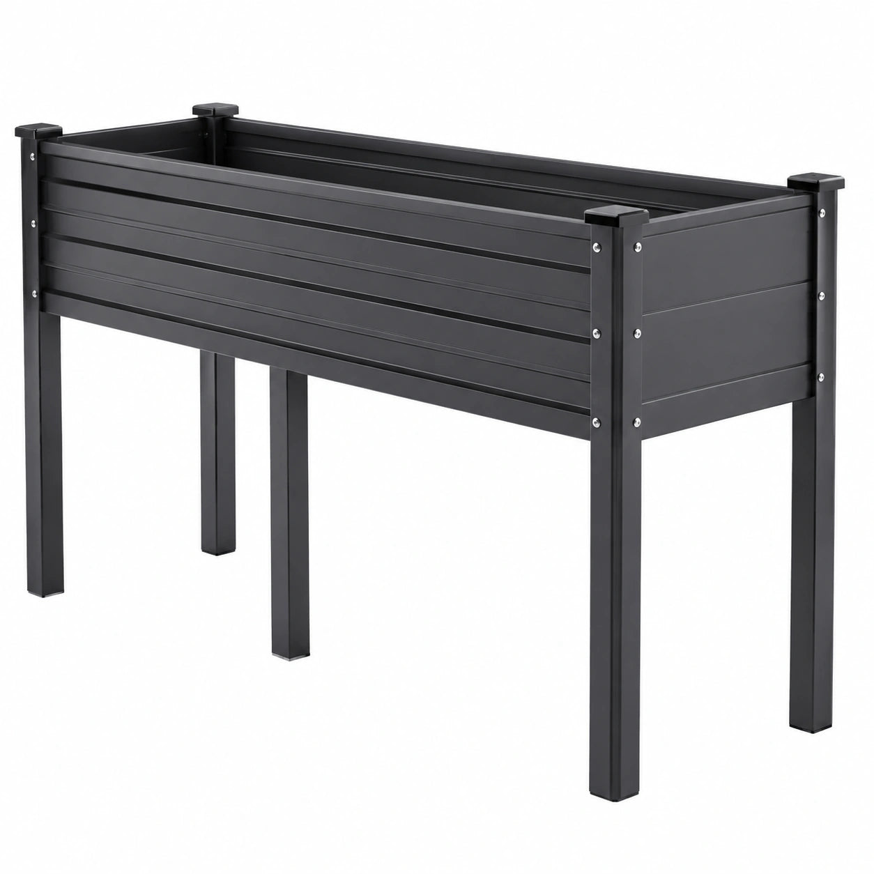 Jardinière surélevée 100 x 40 x 80 cm en acier noir pour extérieur