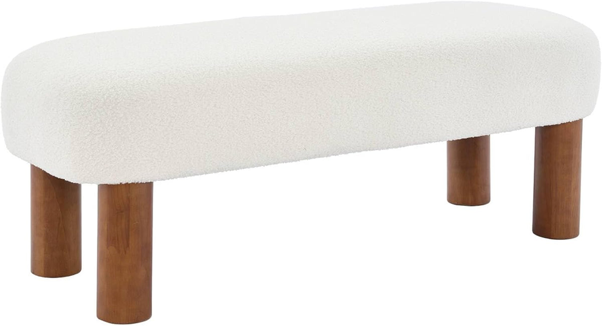 sweeek - Banc/Bout de lit. Pieds en Bois d'hévéa et Tissu Bouclette