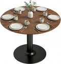 HOMCOM Table à Manger Ronde pour 6 Personnes, Ø 110 x 78 cm, Table de Cuisine avec Large Plateau et Base en Acier, Style Moderne, Marron