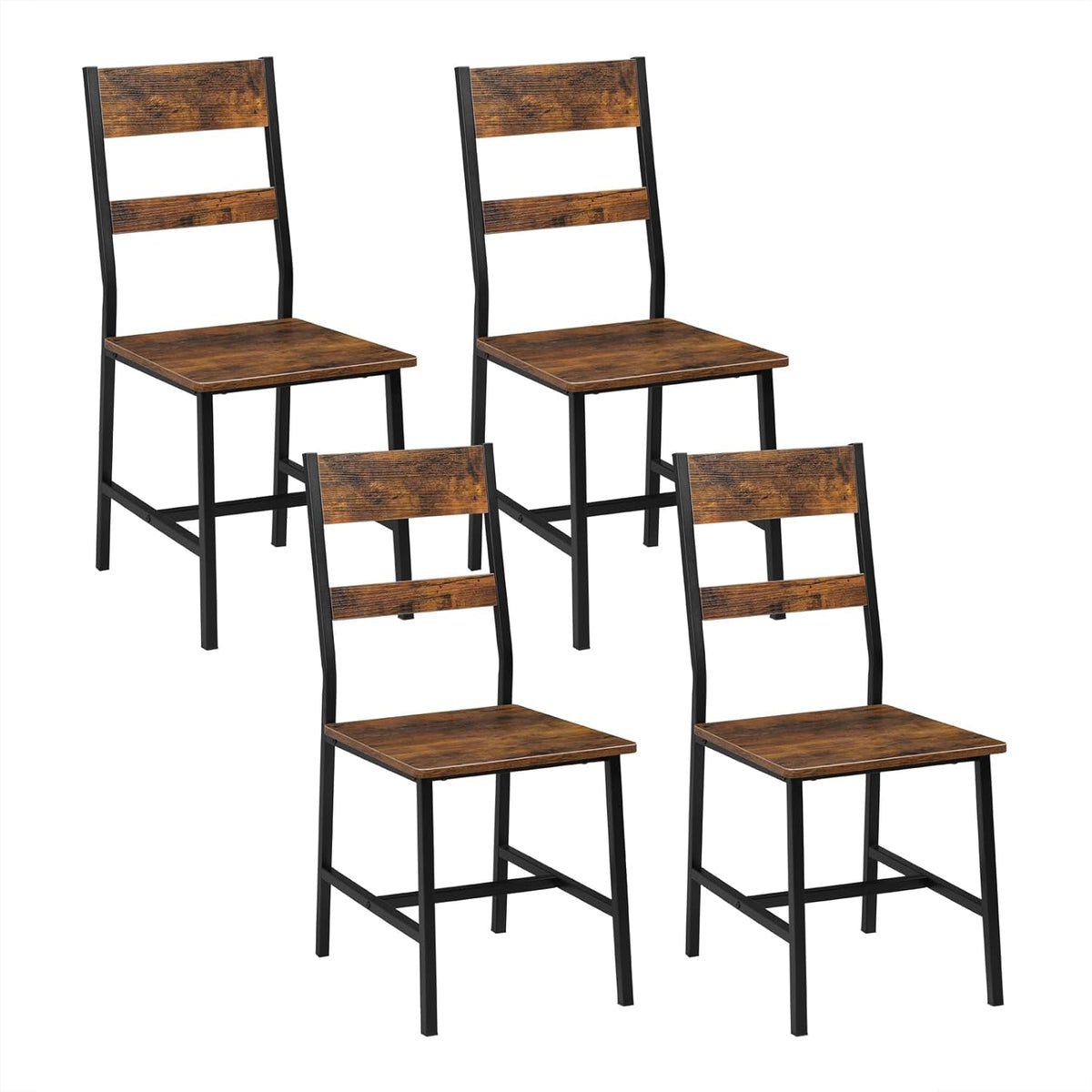 WOLTU Klihome 4 Chaises de Salle à Manger avec Dossier, Chaises de Cuisine Ergonomiques en Métal et Bois, pour Salon, Cuisine, Style Industriel