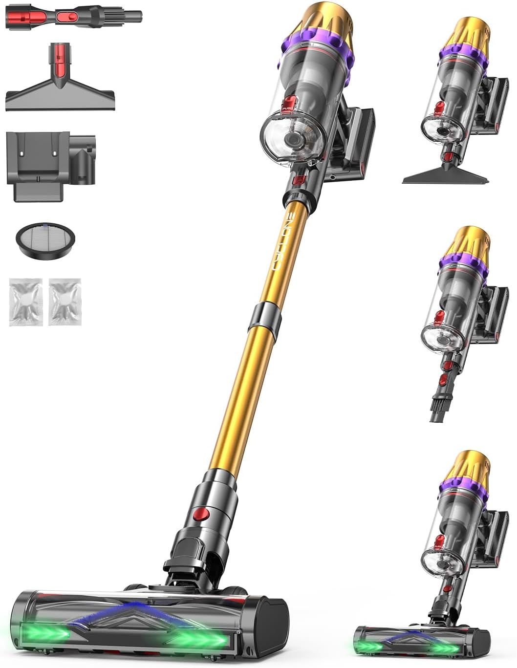 aonus Aspirateur Balai sans Fil, 60000Pa/650W Aspirateur sans Fil Puissant, Autonomie 80 Min, Aspirateur Autoportant Anti-Emmêlement pour Sols Durs