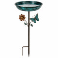 Bain d'oiseaux sur piquet Ø 30 cm hauteur 110 cm en métal vert bronze style floral
