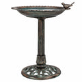 Bain d'oiseaux sur pied 50 cm en métal brun vert style classique pour jardin