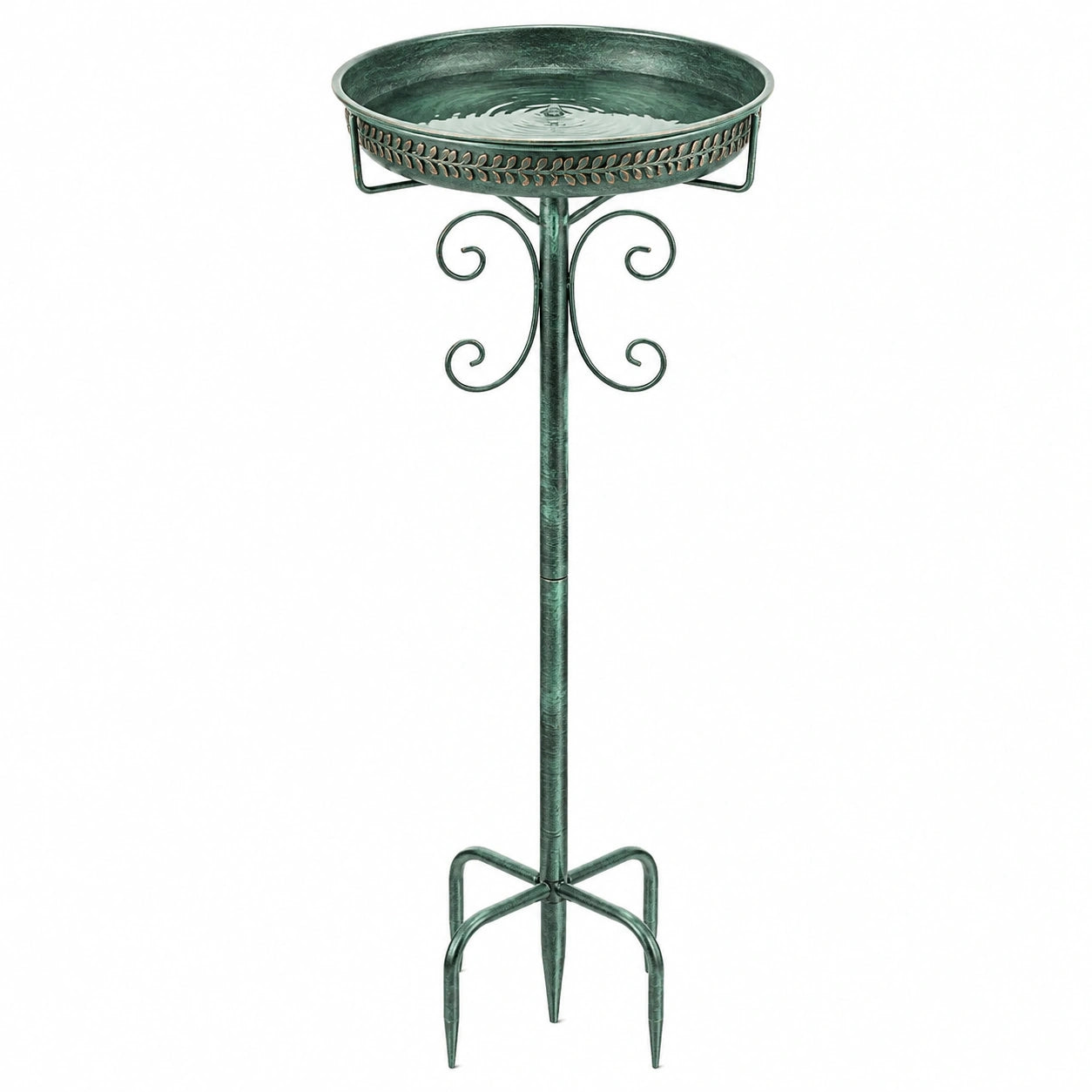 Bain d oiseaux sur pied Ø 48 cm en métal vert style décoratif