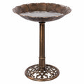 Bain d'oiseaux Ø50 cm métal bronze sur pied décoratif pour jardin