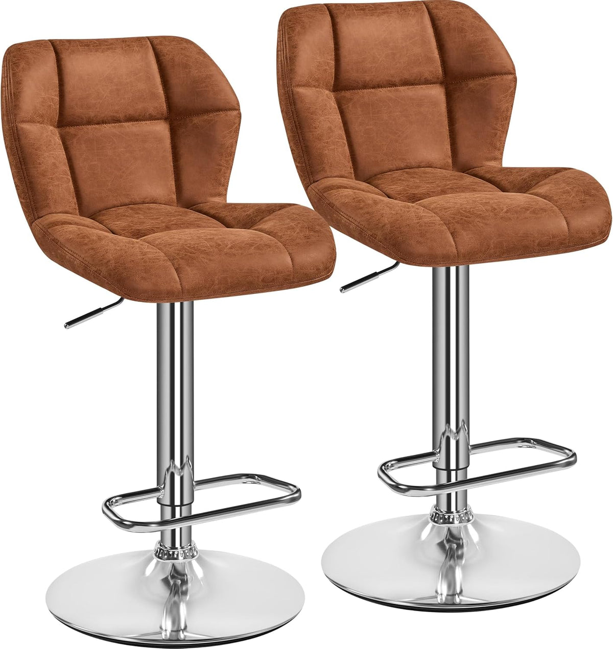 Yaheetech Tabourets de Bar Réglables en Hauteur Modernes, Chaises de Bar en Similicuir et Métal