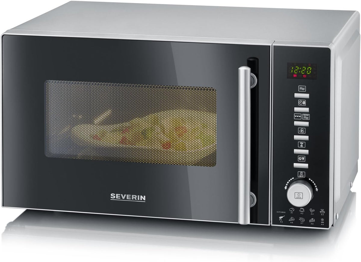 SEVERIN Four à micro-ondes 20 L, 1 350 W, Four micro-onde avec fonction gril et chaleur tournante, Micro-onde avec 10 niveaux de puissance