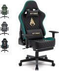 Symino Chaise Gamer Ergonomique - Fauteuil de Bureau avec Repose-Pieds Télescopique, Support Lombaire et Hauteur Réglable - 200kg (Simili Cuir Black)