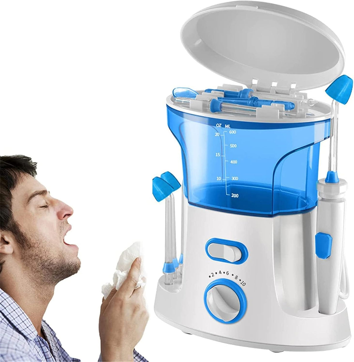 Nettoyeur nasal électrique, machine de nettoyage des sinus nasaux, irrigation nasale bouton, rinçage des sinus nasaux avec 10 modes de pression