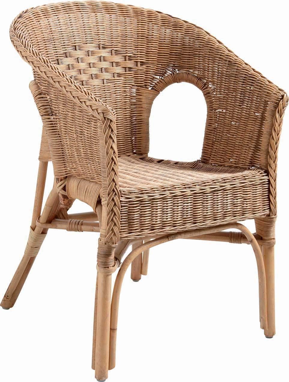 AUBRY GASPARD - Fauteuil en Rotin Patiné Marron Léa - Dimensions 57 x 57 x 80 cm - Hauteur d'Assise 42 cm - Compatible Extérieur - Entretien Facile