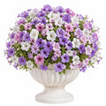 Plante artificielle en pot 58 cm fleurs violet rose blanc pour décoration intérieure