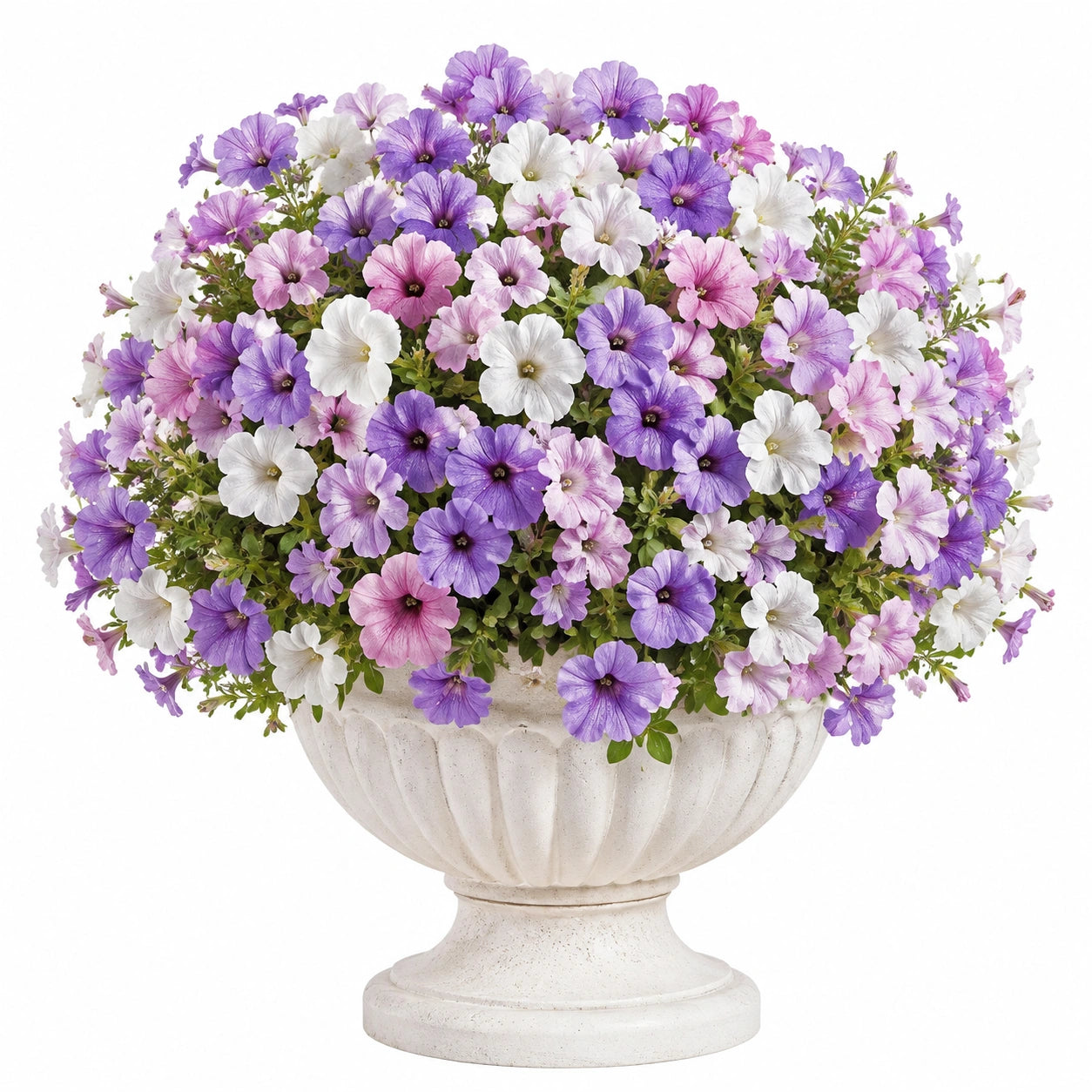 Plante artificielle en pot 58 cm fleurs violet rose blanc pour décoration intérieure