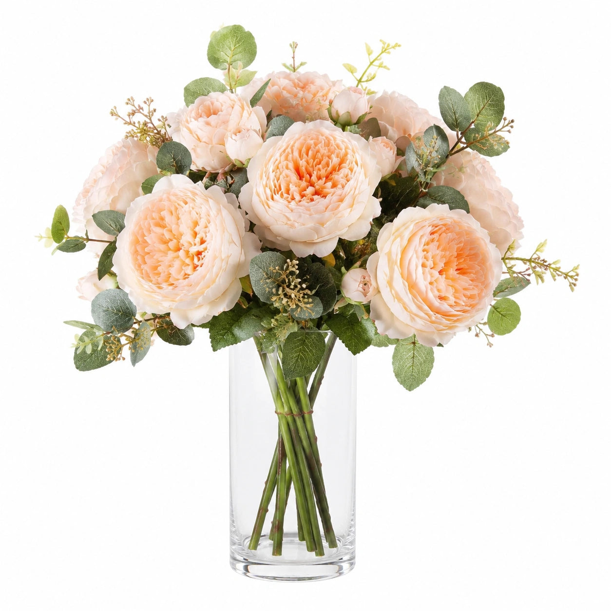 Bouquet de fleurs artificielles 50 cm en polyester pêche vert pour décoration intérieure style champêtre
