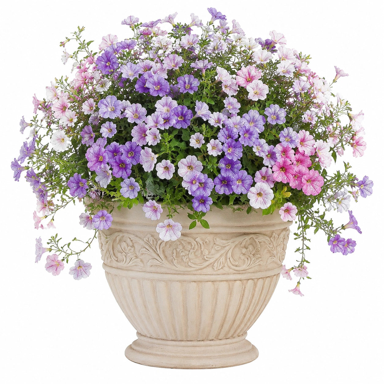Fleurs artificielles en pot 48 cm textile violet rose crème décoration intérieure style classique
