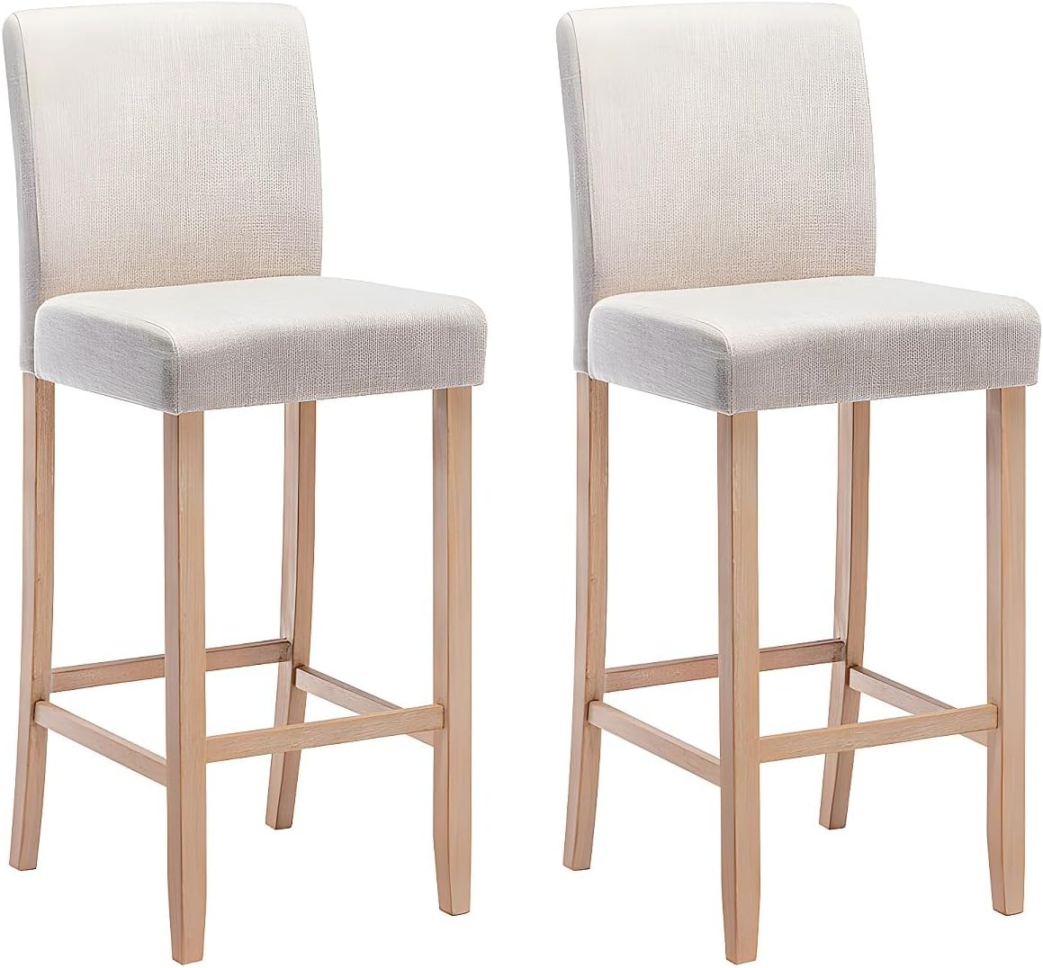 Vente-unique - Lot de 2 tabourets de Bar - Tissu - Beige - Rovigo