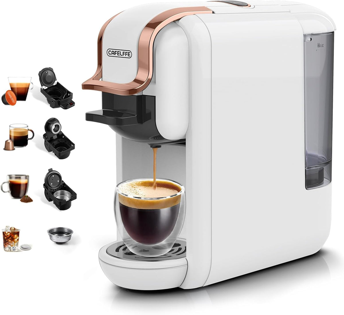 Cafelffe MK-603 Machine à café multi-capsules 4-en-1 pour une seule portion, Machine à expresso chaud/froid 19 bars