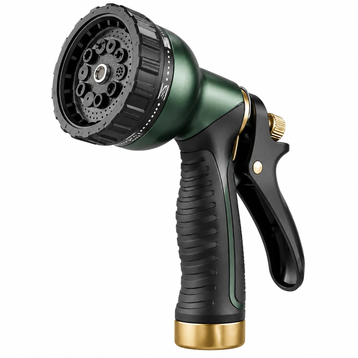 Pistolet d'arrosage 21 x 15 cm en plastique vert noir à jets réglables