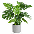 Plante artificielle Monstera 120 cm en plastique vert avec pot en béton décoratif