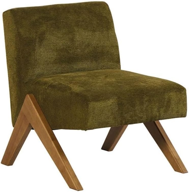 KaYu Meuble Fauteuil Bois et Tissu Vintage Vert 61cm Casita TOLGA