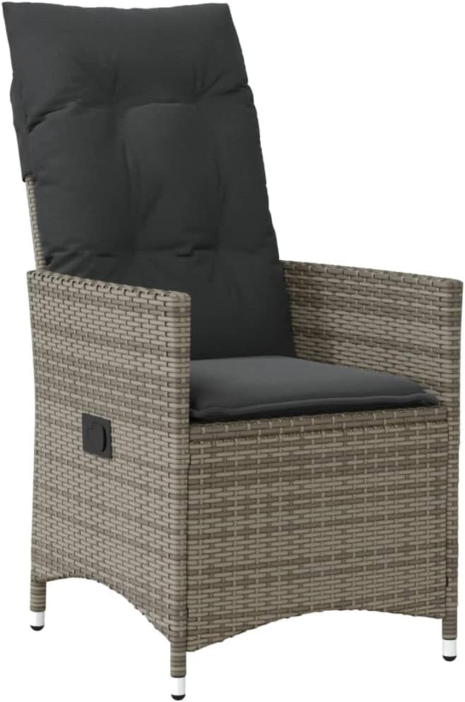 vidaXL Chaises inclinables de Jardin Lot de 2 et Coussins Gris rotin, Fauteuil de Jardin inclinable, Fauteuil inclinable de Jardin