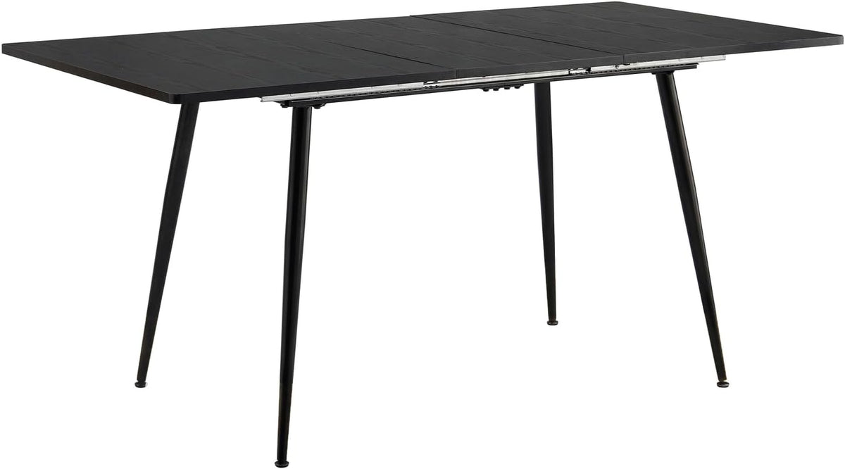 Mesa Extensible de Estilo scandinave avec tapa de Madera Negra y Patas de Metal y Dorado Para cocina, comedor salón, Bois d'ingénierie, Noir