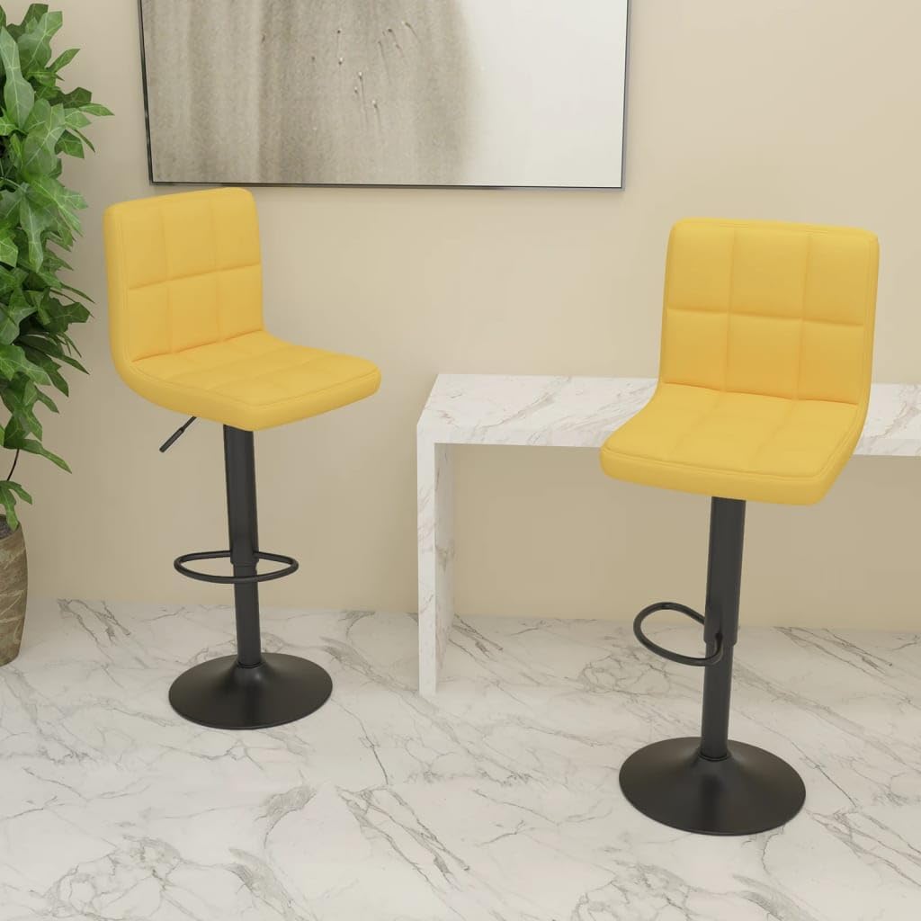 Tidyard Tabourets de Bar Lot de 2 Jaune Moutarde Tissu Chaises de Bar Tabouret Haute, Chaise Haut pour Cuisine Salon Salle à Manger Café (A)