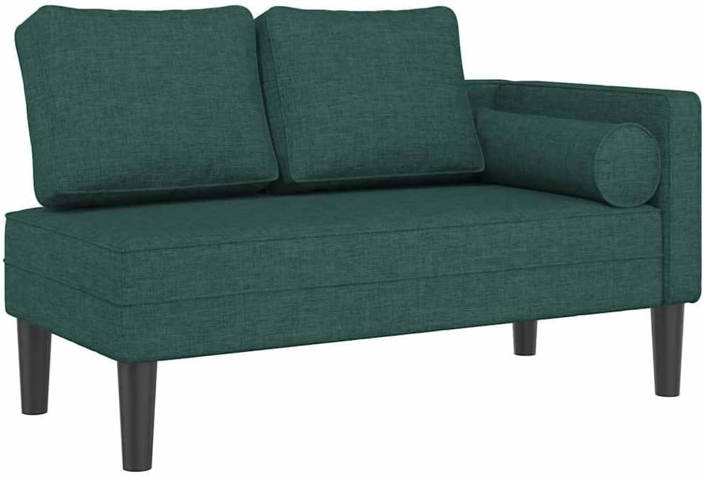 vidaXL Chaise longue avec coussins vert foncé tissu