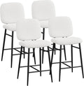 Yaheetech Lot de 4 Tabourets de Bar Rembourrés Siège en Tissu Bouclette Chaises de Bar Dossier Repose-Pied Tabourets Hauts de Cuisine à Quatre Pieds