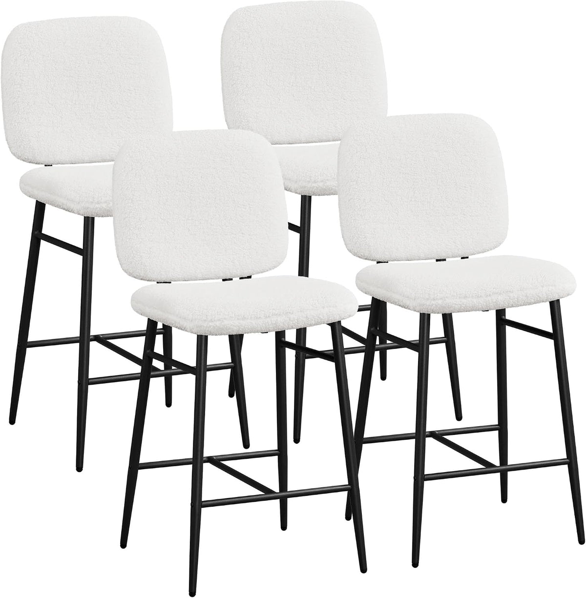 Yaheetech Lot de 4 Tabourets de Bar Rembourrés Siège en Tissu Bouclette Chaises de Bar Dossier Repose-Pied Tabourets Hauts de Cuisine à Quatre Pieds