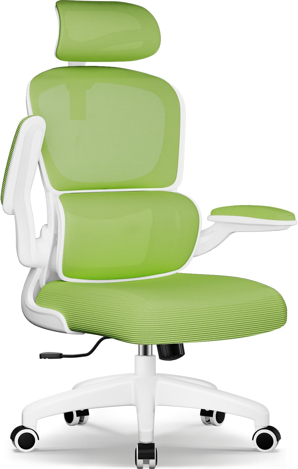 Chaise de Bureau avec Appui-tête Réglable, Support Lombaire et Accoudoirs Rabattables, Fauteuil de Bureau Ergonomique 150kg