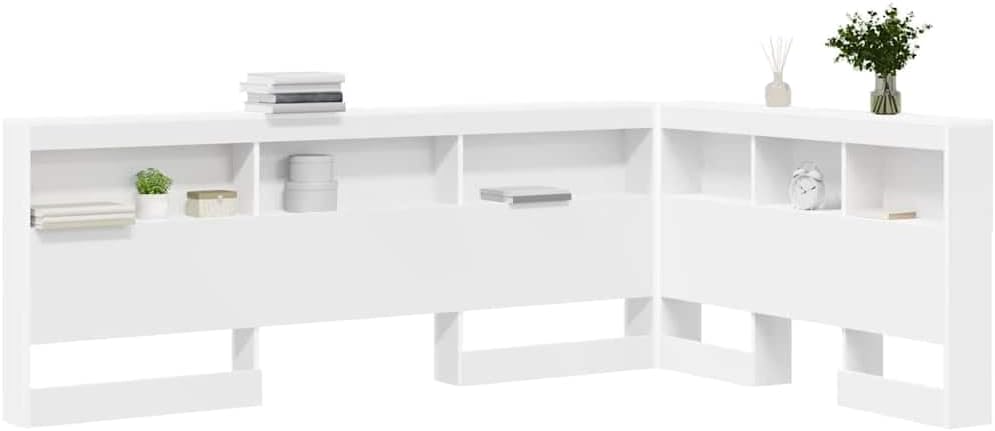vidaXL Tête de lit de Rangement Blanc 120 cm Bois d'ingénierie, Tête de lit, Design Moderne, Solutions de Rangement, rectangulaire, Ample