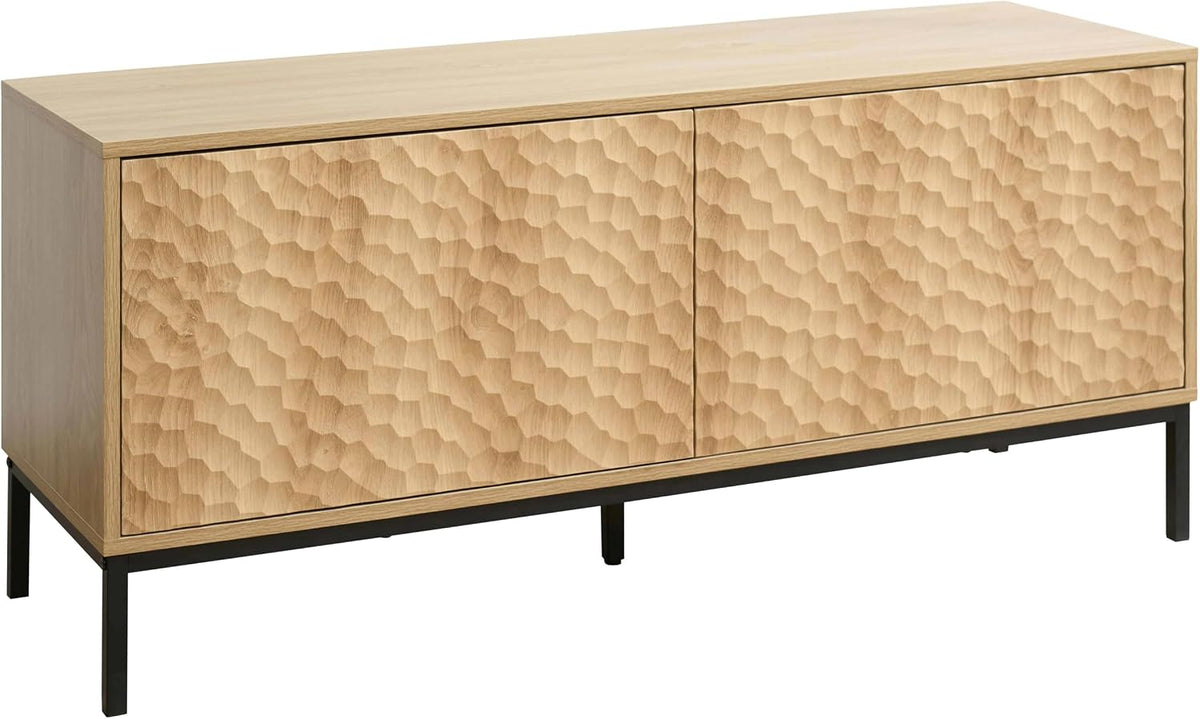 Oviala Meuble TV rectangulaire 2 Portes L120 cm Bois Clair