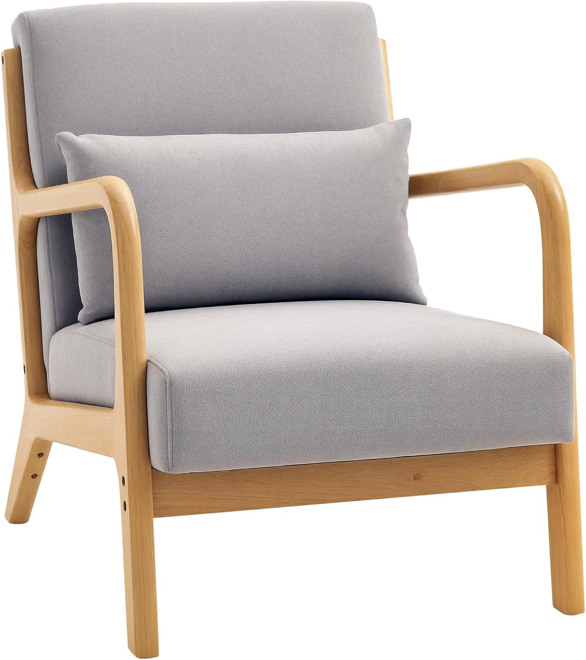 HOMCOM Fauteuil de Salon avec Cadre en Bois Massif Fauteuil Lounge - Assise Profonde - accoudoirs - Aspect Velours Gris