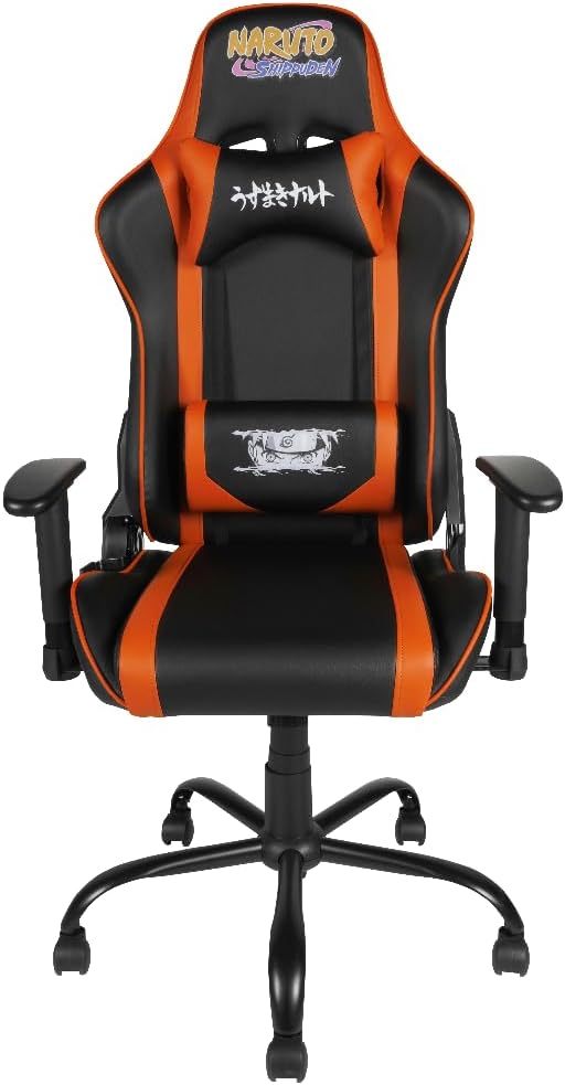 Konix Naruto Shippuden Chaise de Bureau Gaming Premium - Inclinaison siège 150° - Cuir PVC - Coussin lombaires et cervicaux - Motif Naruto Hokage