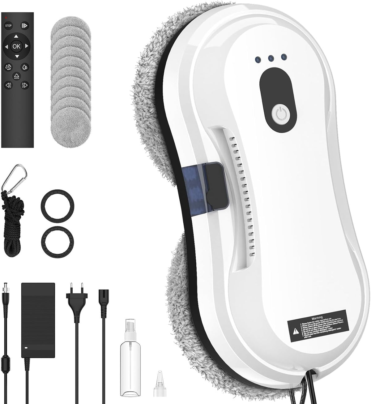 IERAKOR Robot Laveur de Vitre, 5600Pa Robot Lave Vitre Automatique, Pulvérisation d'eau Automatique, 35 ML Réservoir d'eau, 3 Modes de Nettoyage