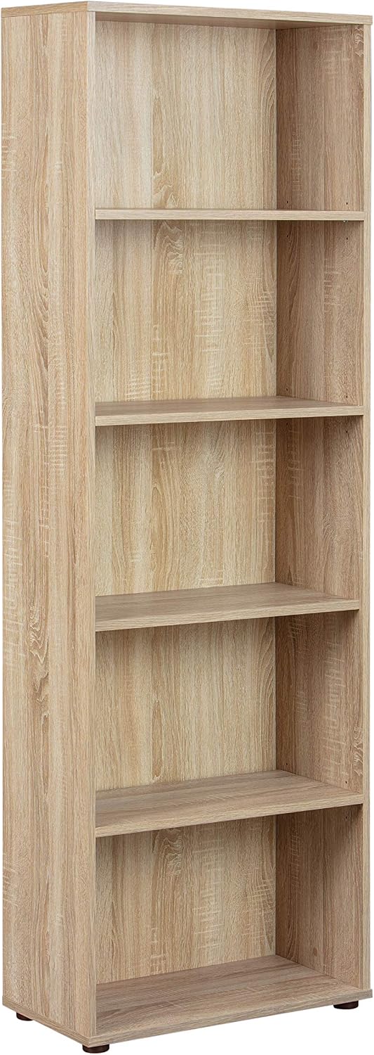 Inter Link - Bibliothèque - Étagère sur pied - 5 compartiments - Étagères réglables en hauteur - Étagère en bois - Salon - Bureau - Parini 4